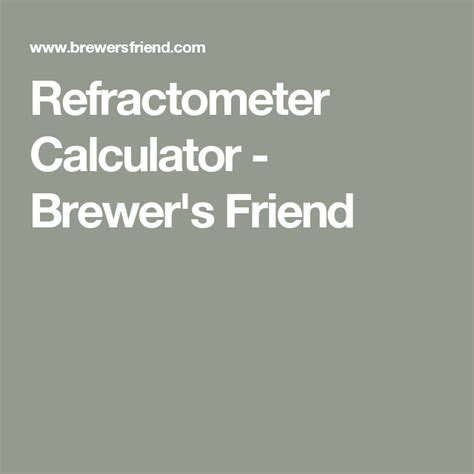 refractometer brewers friend|how to calculate refractometer.